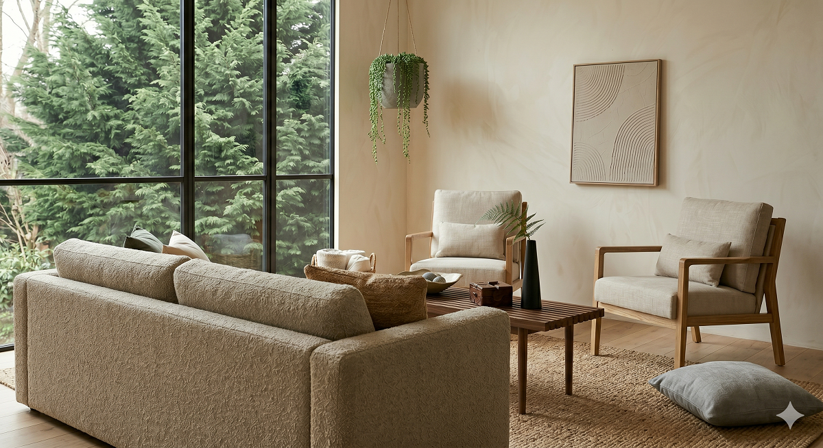 warm minimalist living room furniture